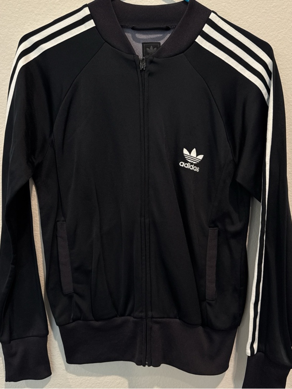 adidas Black and White Three-Stripe Track Jacket